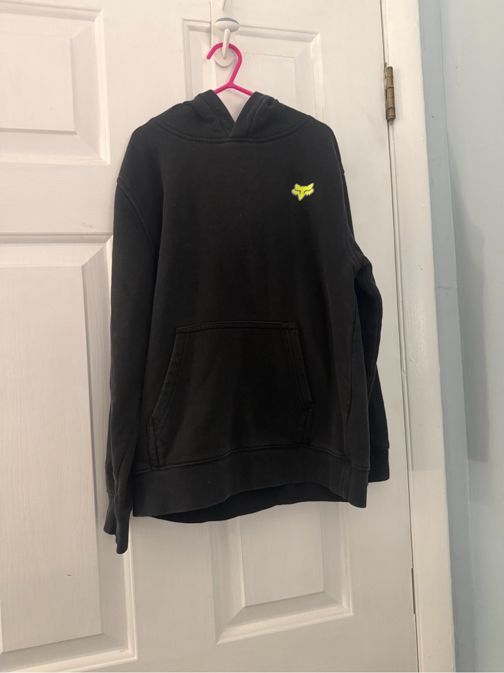 Fox Racing Boys Youth Medium Black Pullover Hoodie Neon Logo
